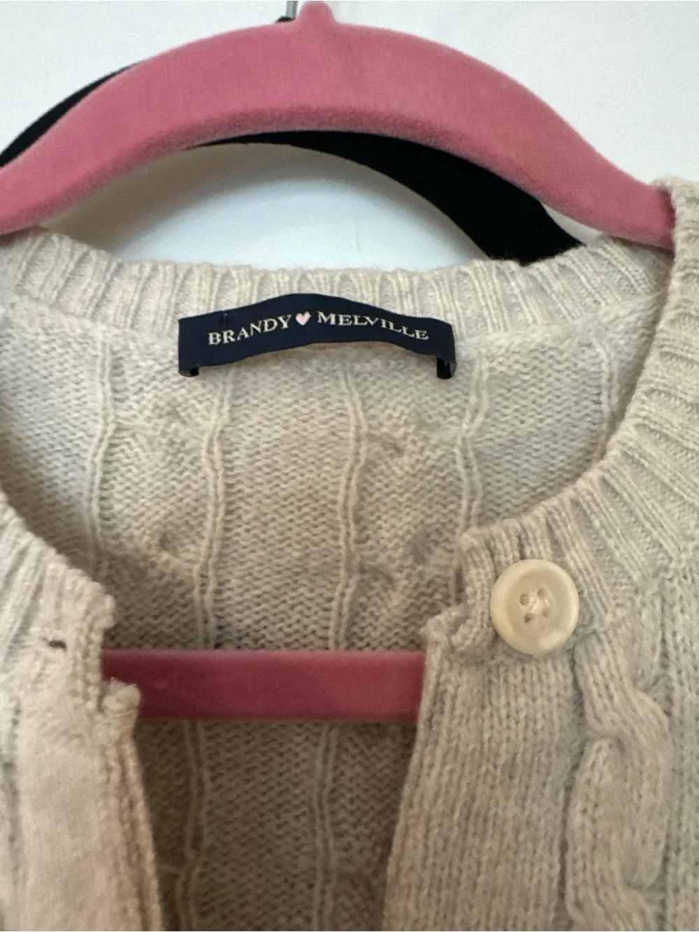 Brandy Melville Olsen Wool Cable-Knit Crewneck Sweater - gray